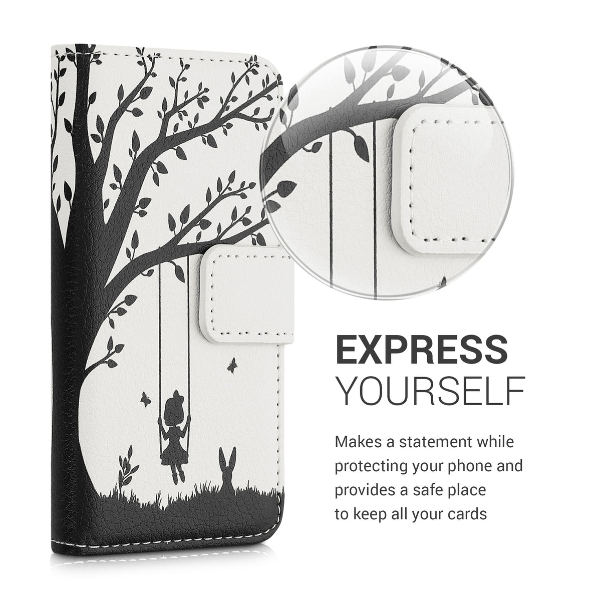 kwmobile Wallet Case kompatibel mit Apple iPhone SE (1.Gen 2016) / iPhone 5 / iPhone 5S Hülle - Cover mit Ständer und Kartenfächern