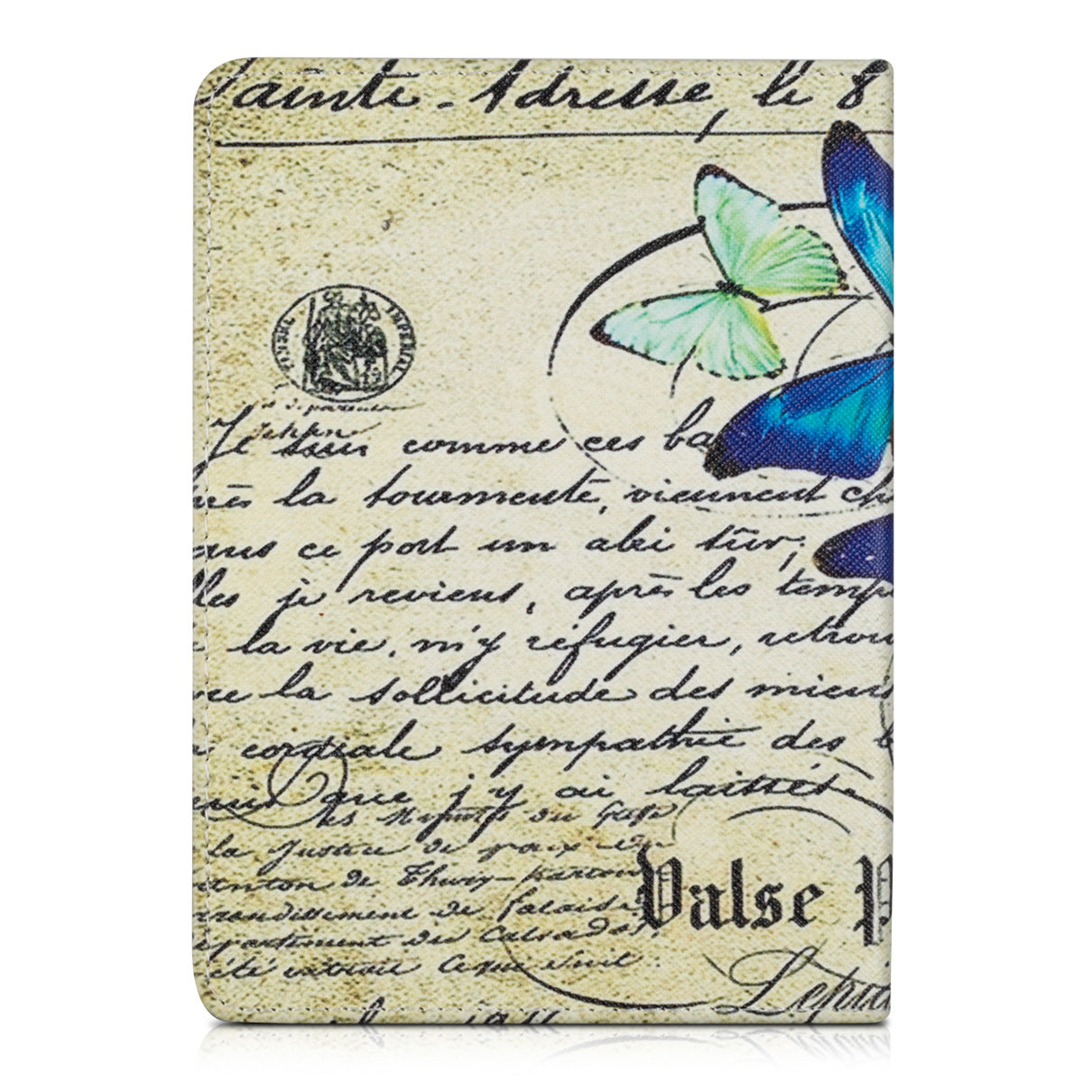 kwmobile Schutzhülle für Tolino Shine (2013) Hülle - eReader Flip Case mit Auto Sleep Funktion - Schmetterlinge Vintage mit Beige