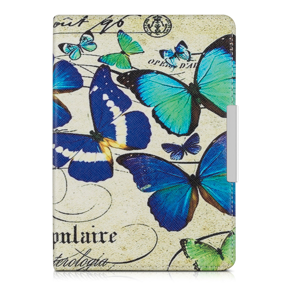 kwmobile Schutzhülle für Tolino Shine (2013) Hülle - eReader Flip Case mit Auto Sleep Funktion - Schmetterlinge Vintage mit Beige