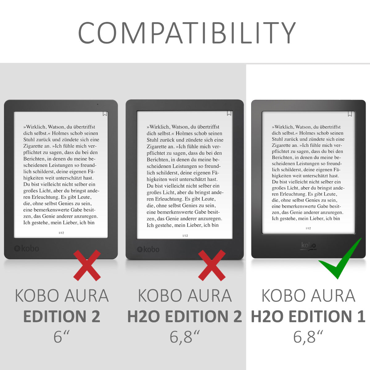 Kobo Aura H2O Edition 1 Kunstleder Klapphülle