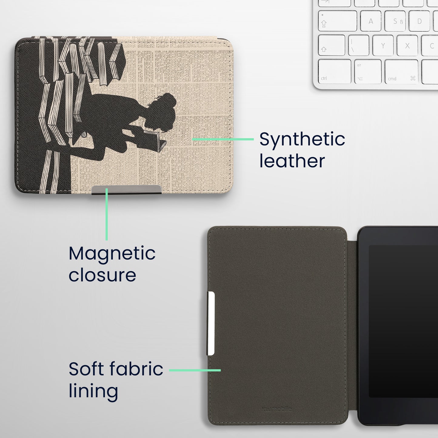 kwmobile Schutzhülle für Amazon Kindle Paperwhite Hülle - eReader Flip Case mit Auto Sleep Funktion