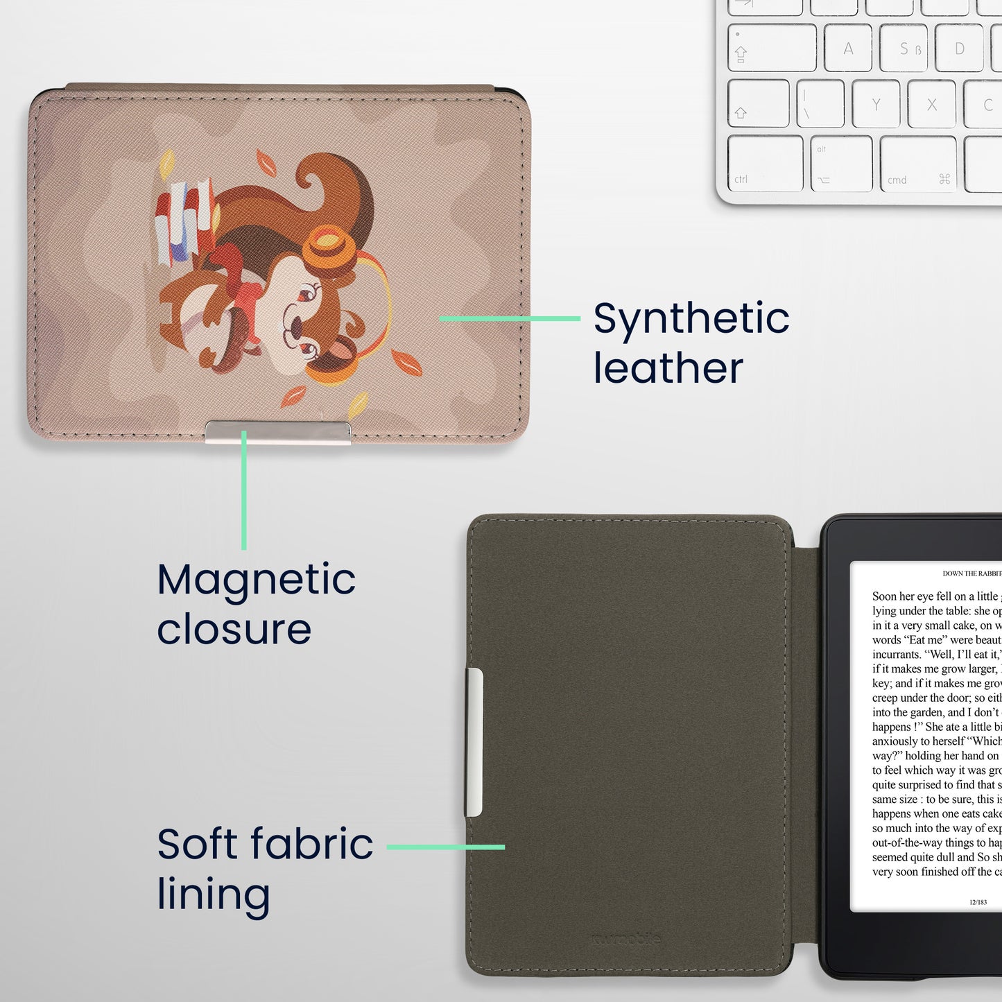 kwmobile Schutzhülle für Amazon Kindle Paperwhite Hülle - eReader Flip Case mit Auto Sleep Funktion