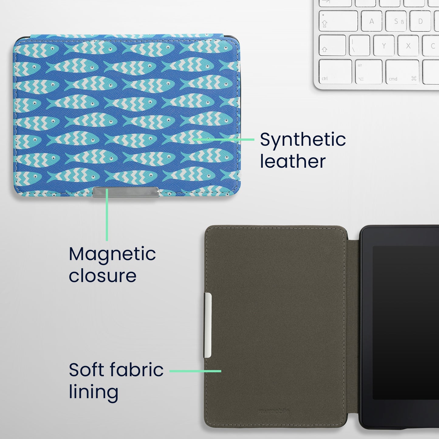 kwmobile Schutzhülle für Amazon Kindle Paperwhite Hülle - eReader Flip Case mit Auto Sleep Funktion