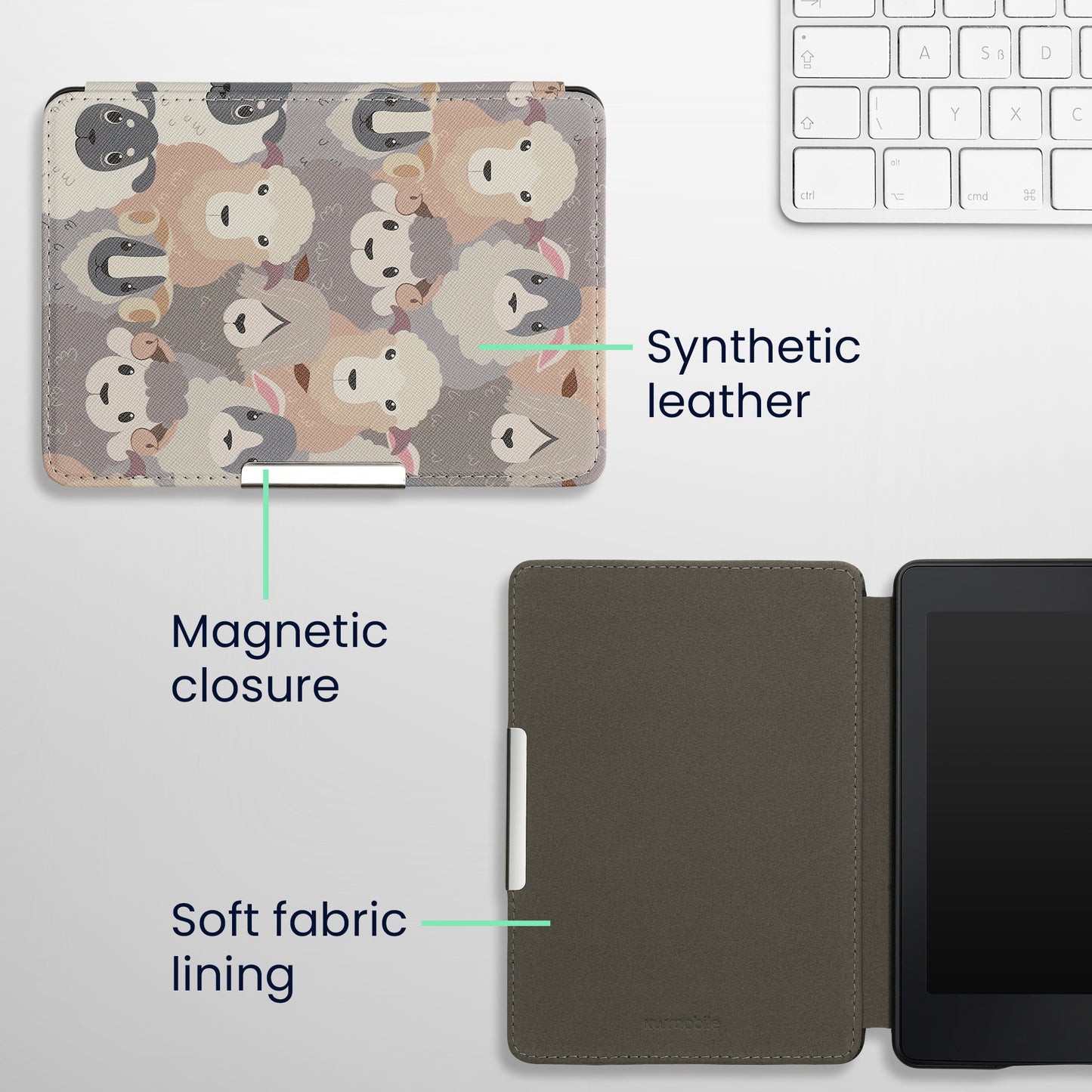 kwmobile Schutzhülle für Amazon Kindle Paperwhite Hülle - eReader Flip Case mit Auto Sleep Funktion