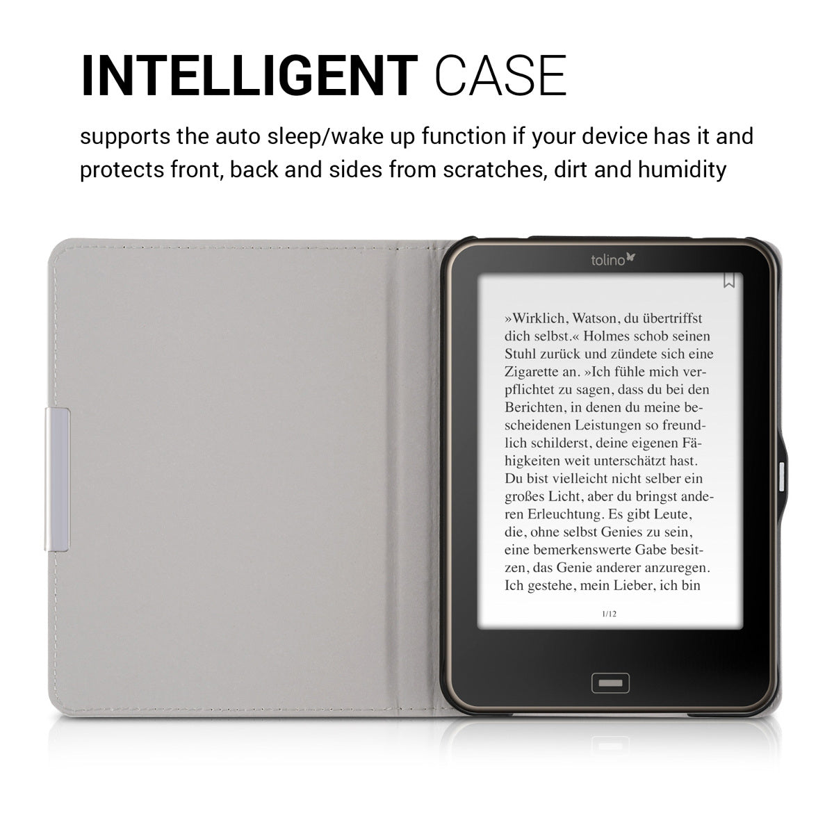 kwmobile Schutzhülle für Tolino Vision HD Hülle - eReader Flip Case mit Auto Sleep Funktion