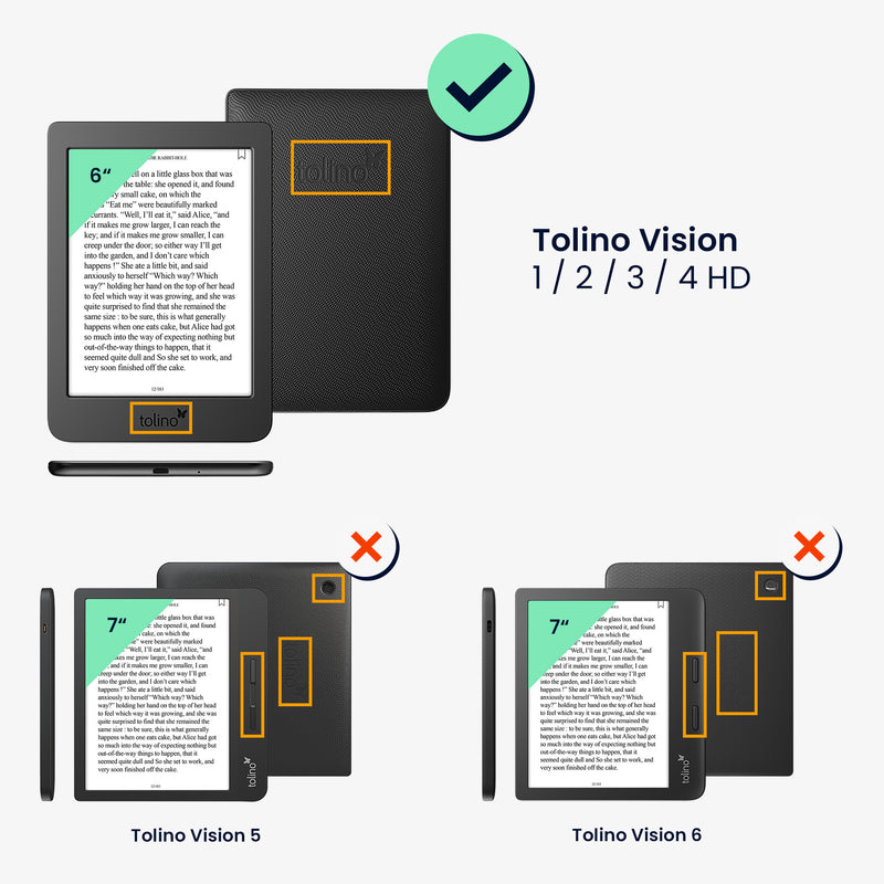 kwmobile Schutzhülle für Tolino Vision HD Hülle - eReader Flip Case mit Auto Sleep Funktion
