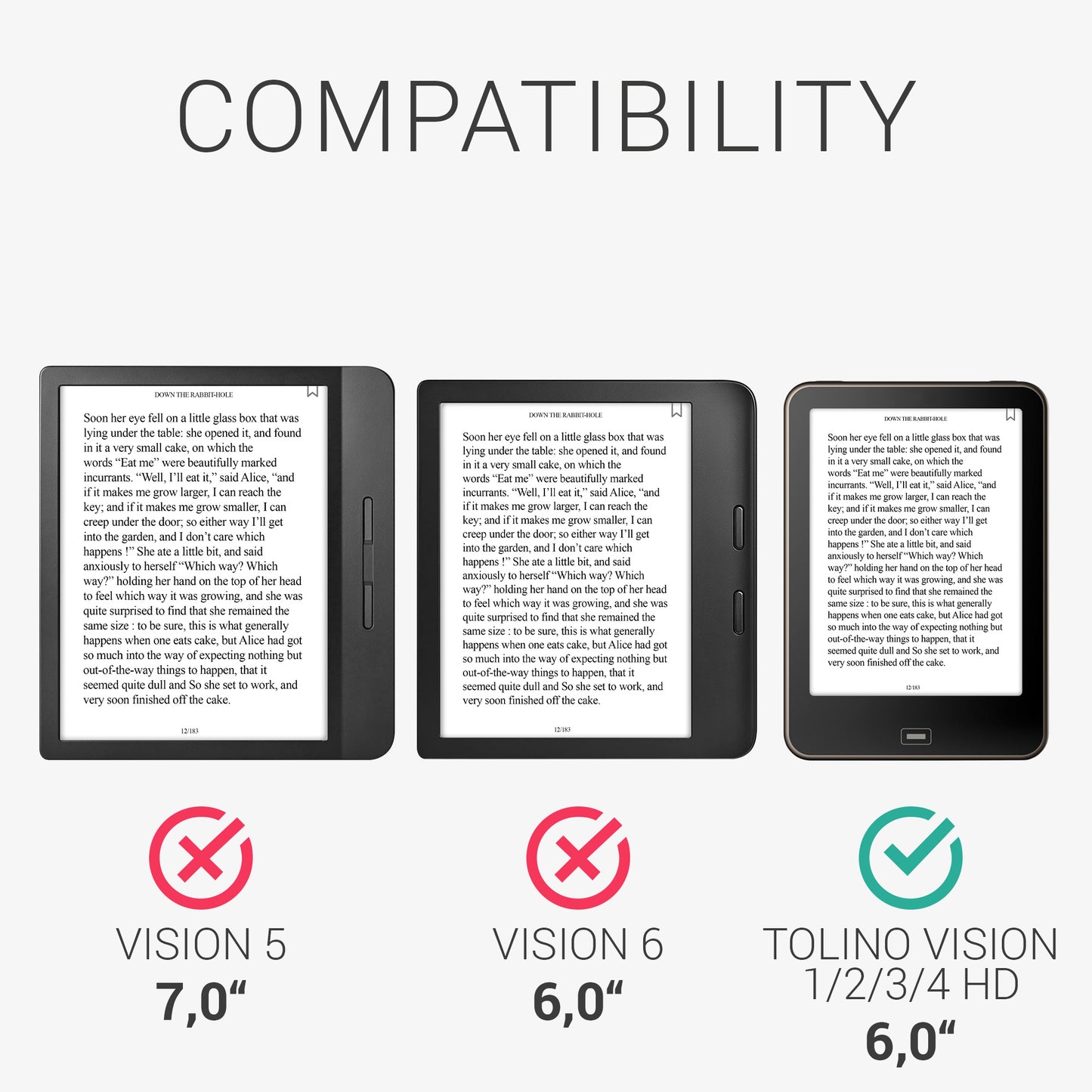 kwmobile Schutzhülle für Tolino Vision HD Hülle - eReader Flip Case mit Auto Sleep Funktion