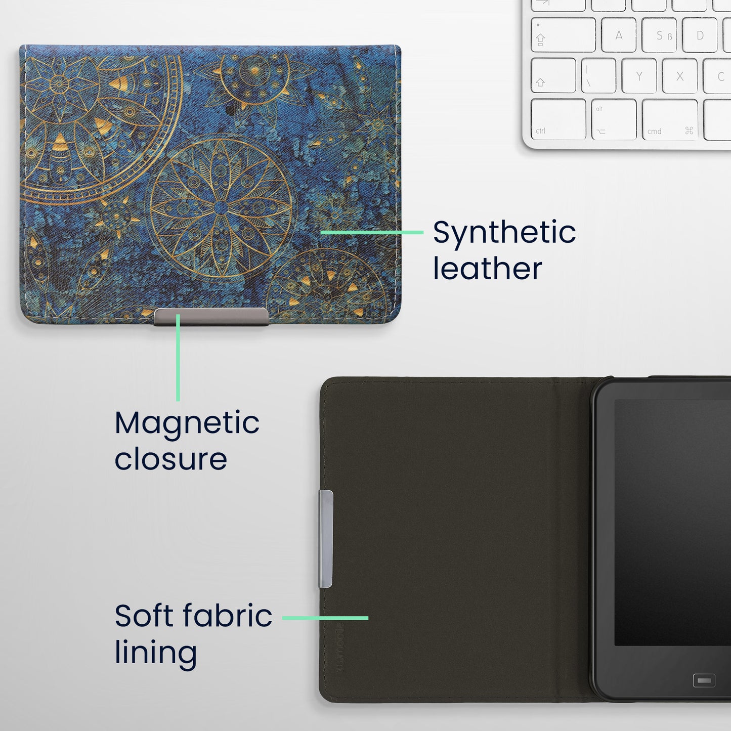 kwmobile Schutzhülle für Tolino Vision HD Hülle - eReader Flip Case mit Auto Sleep Funktion