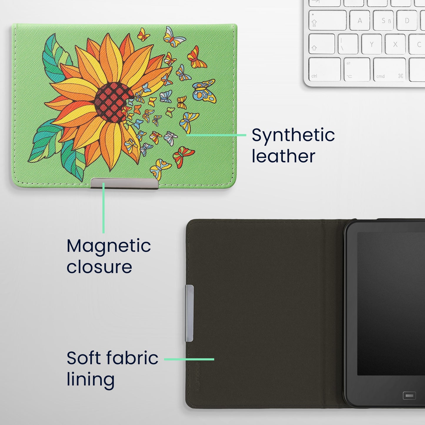 kwmobile Schutzhülle für Tolino Vision HD Hülle - eReader Flip Case mit Auto Sleep Funktion
