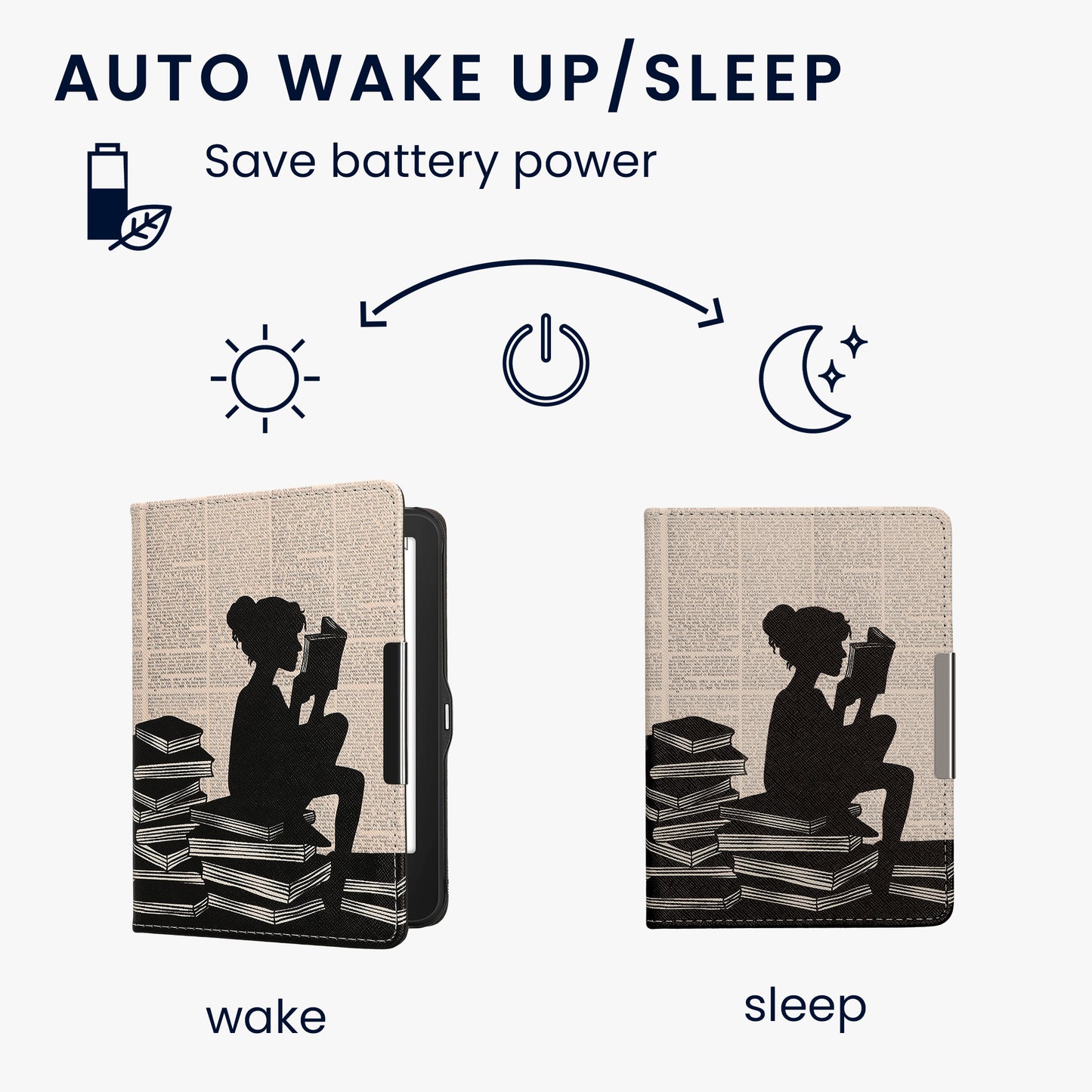 kwmobile Schutzhülle für Tolino Vision HD Hülle - eReader Flip Case mit Auto Sleep Funktion