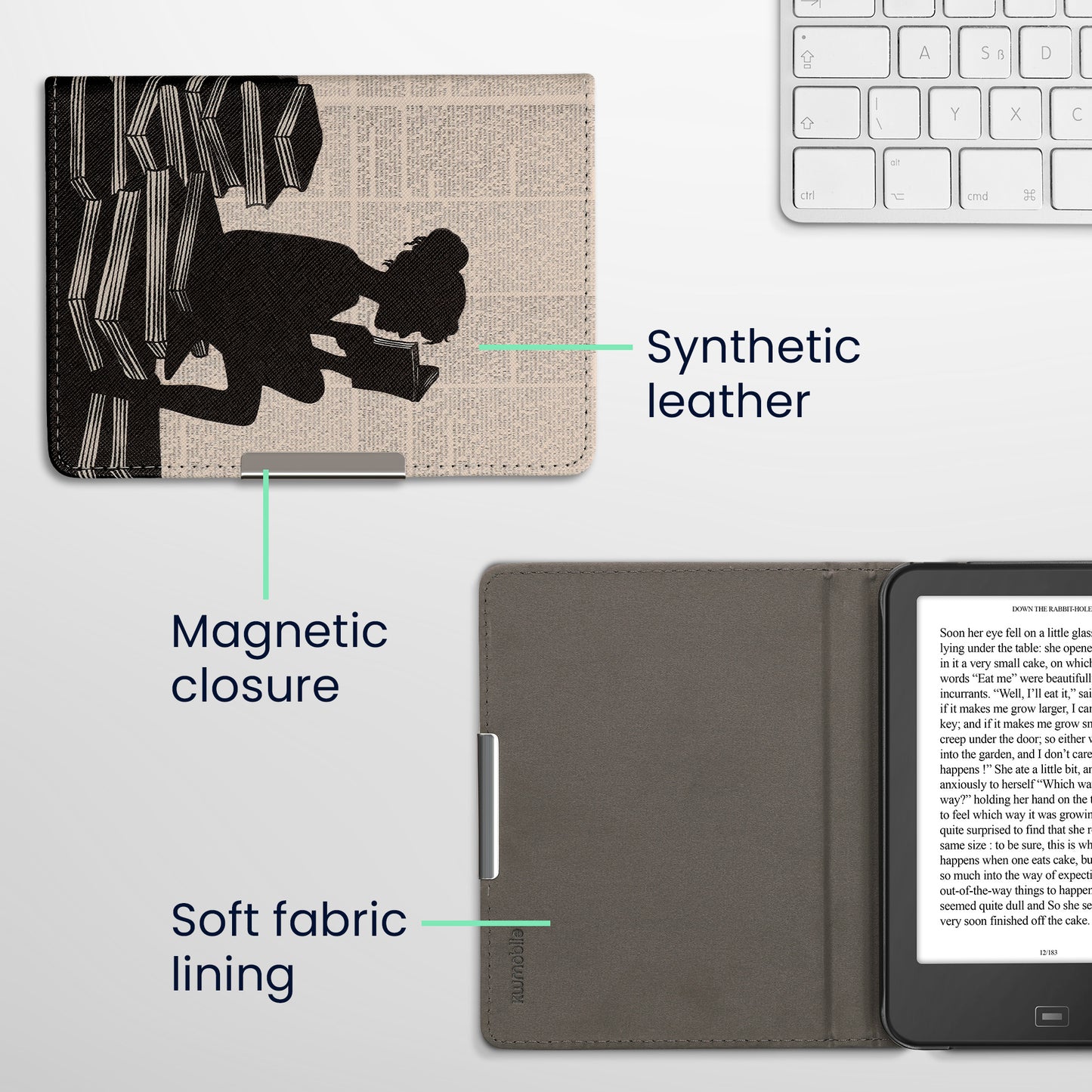 kwmobile Schutzhülle für Tolino Vision HD Hülle - eReader Flip Case mit Auto Sleep Funktion