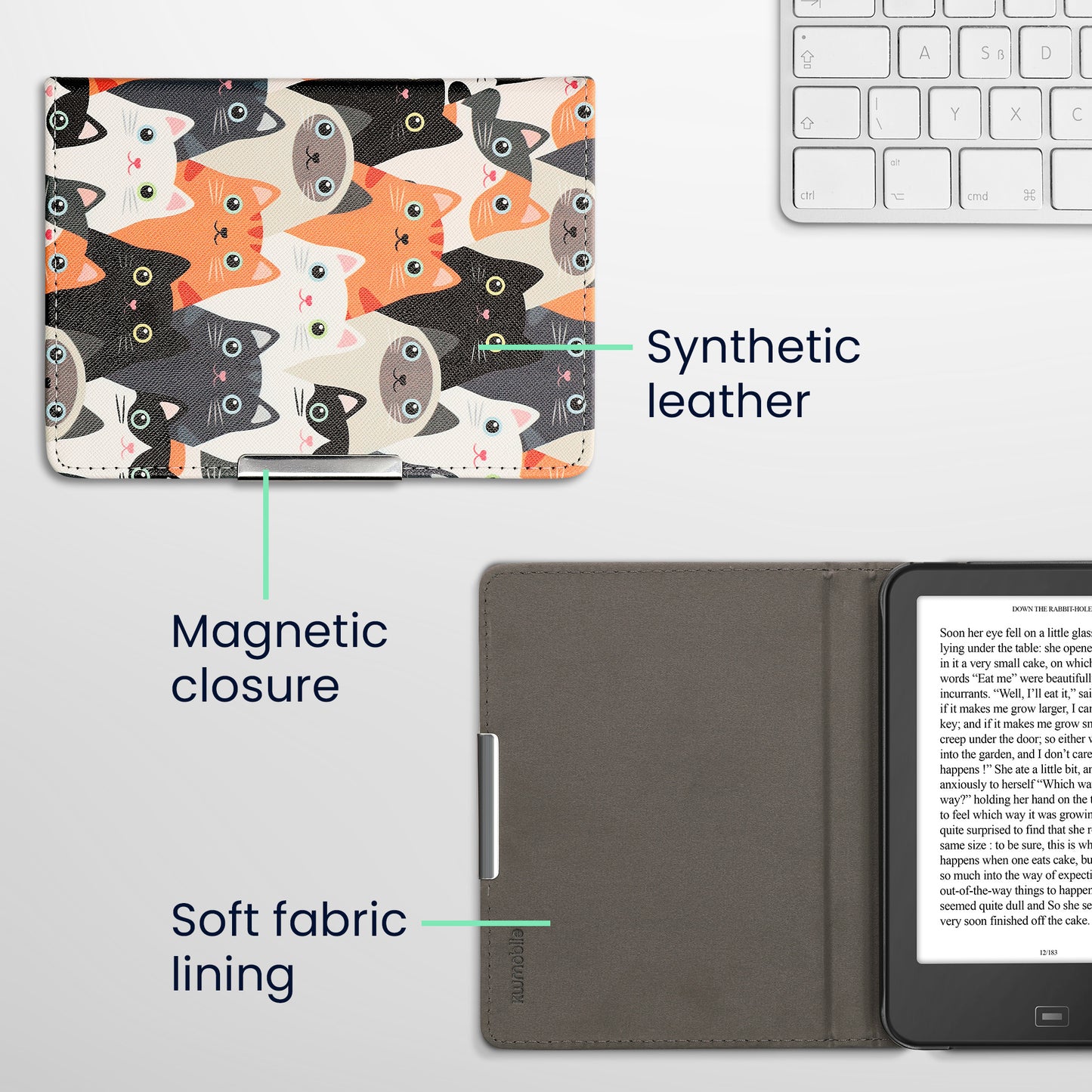 kwmobile Schutzhülle für Tolino Vision HD Hülle - eReader Flip Case mit Auto Sleep Funktion