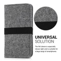 kwmobile Filz Tasche für Smartphones mit Gummiband Handy Schutztasche Innenmaße 16,0 x 8,0 cm
