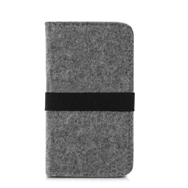 kwmobile Filz Tasche für Smartphones mit Gummiband Handy Schutztasche Innenmaße 16,0 x 8,0 cm