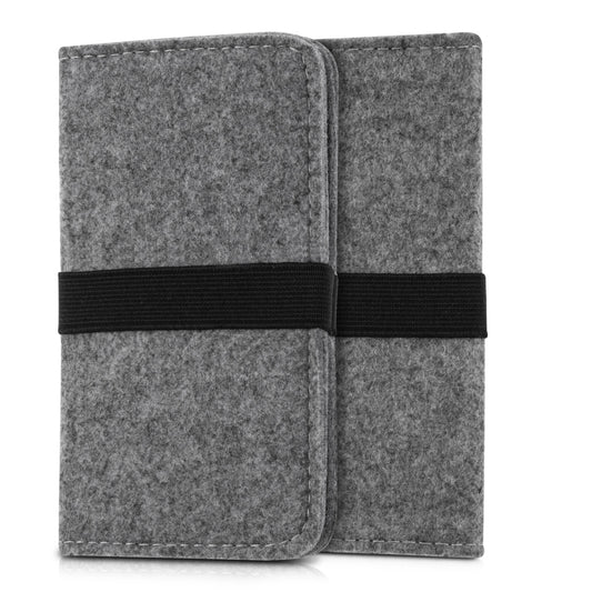 kwmobile Filz Tasche für Smartphones mit Gummiband Handy Schutztasche Innenmaße 16,0 x 8,0 cm