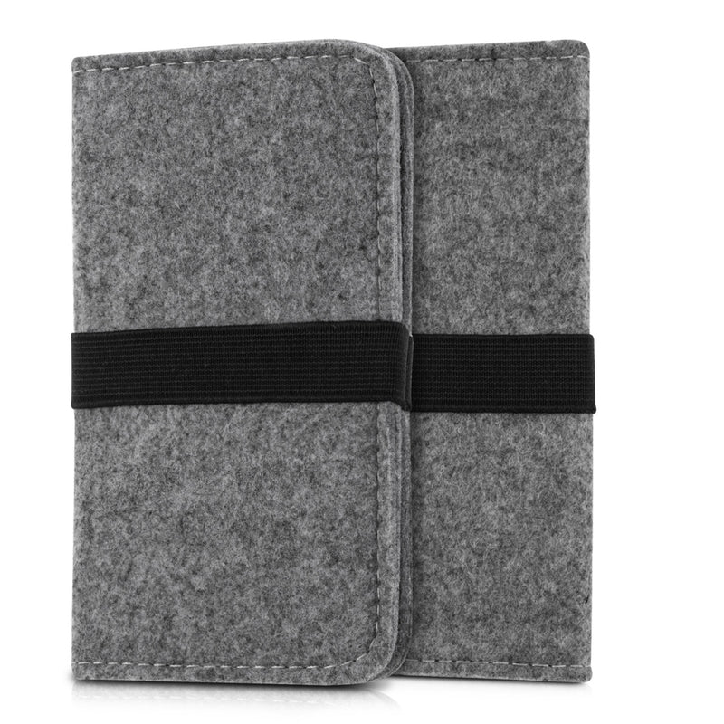 kwmobile Filz Tasche für Smartphones mit Gummiband Handy Schutztasche Innenmaße 16,0 x 8,0 cm