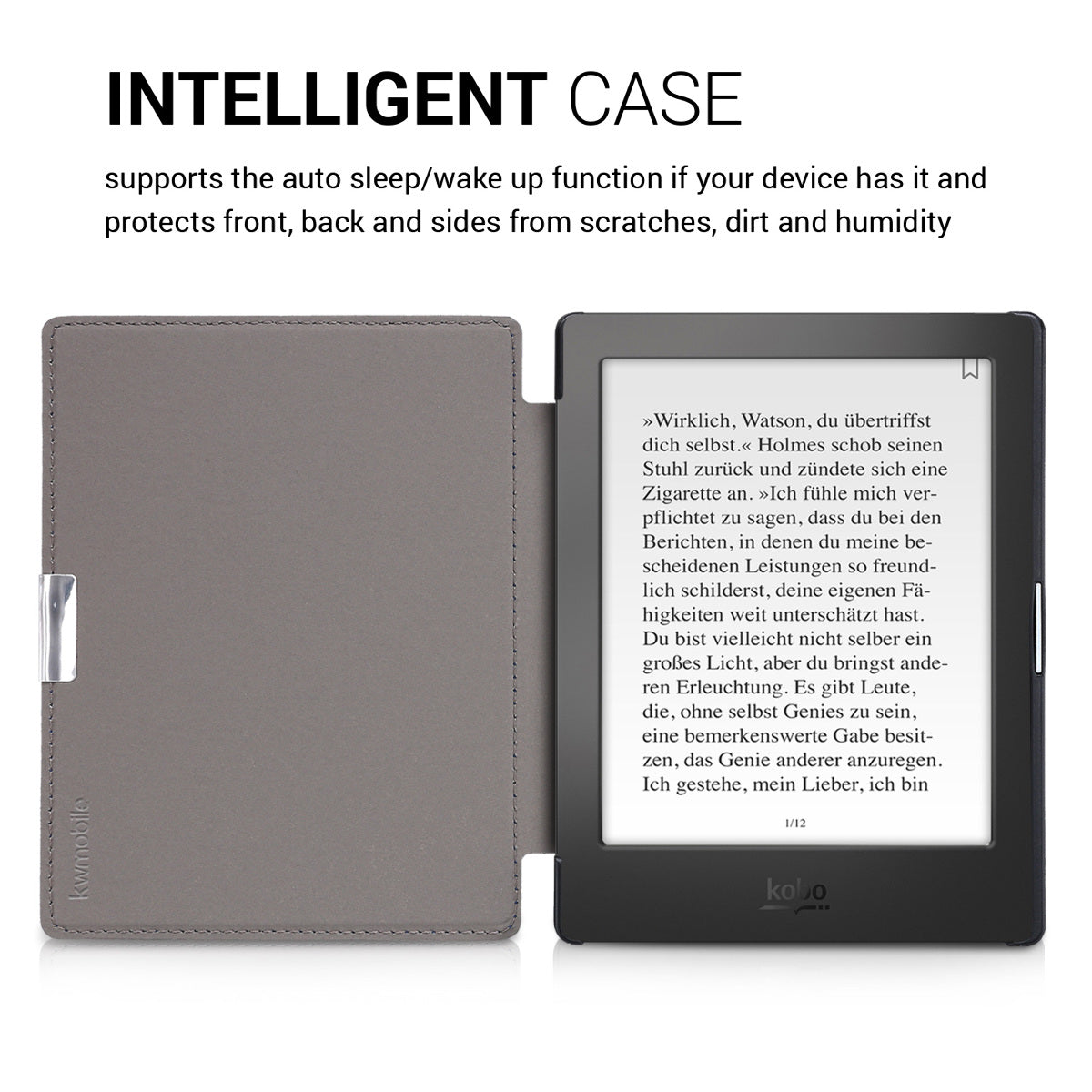 kwmobile Schutzhülle für Kobo Aura Edition 1 Hülle - eReader Flip Case mit Auto Sleep Funktion