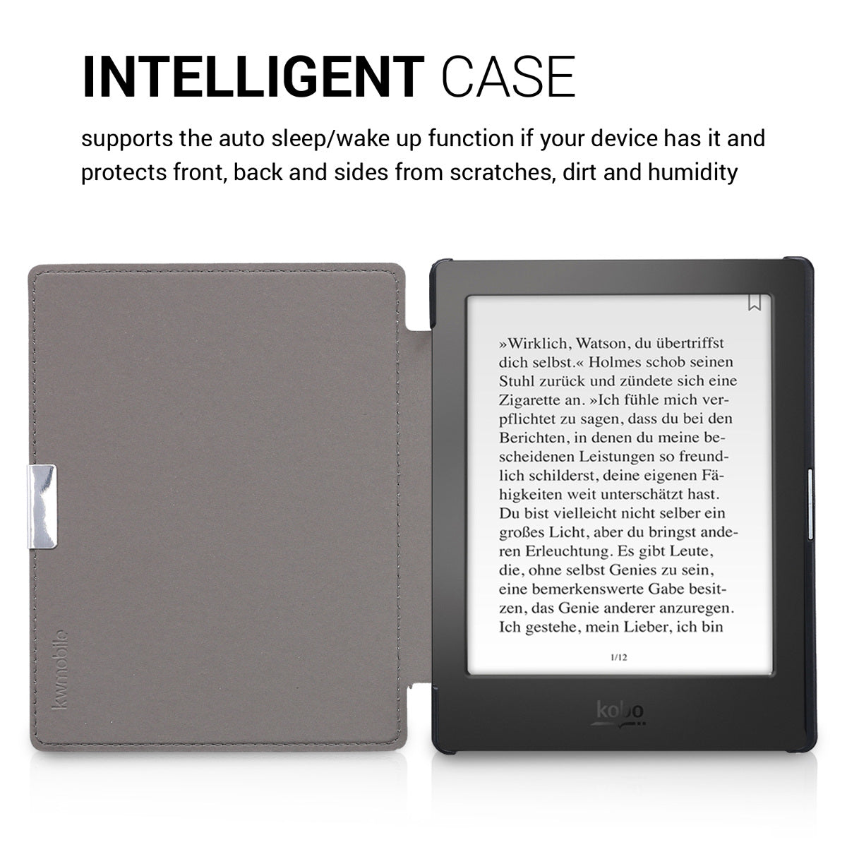 kwmobile Schutzhülle für Kobo Aura Edition 1 Hülle - eReader Flip Case mit Auto Sleep Funktion
