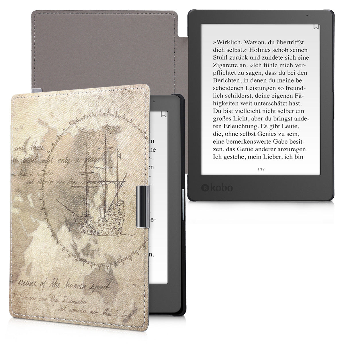 kwmobile Schutzhülle für Kobo Aura Edition 1 Hülle - eReader Flip Case mit Auto Sleep Funktion