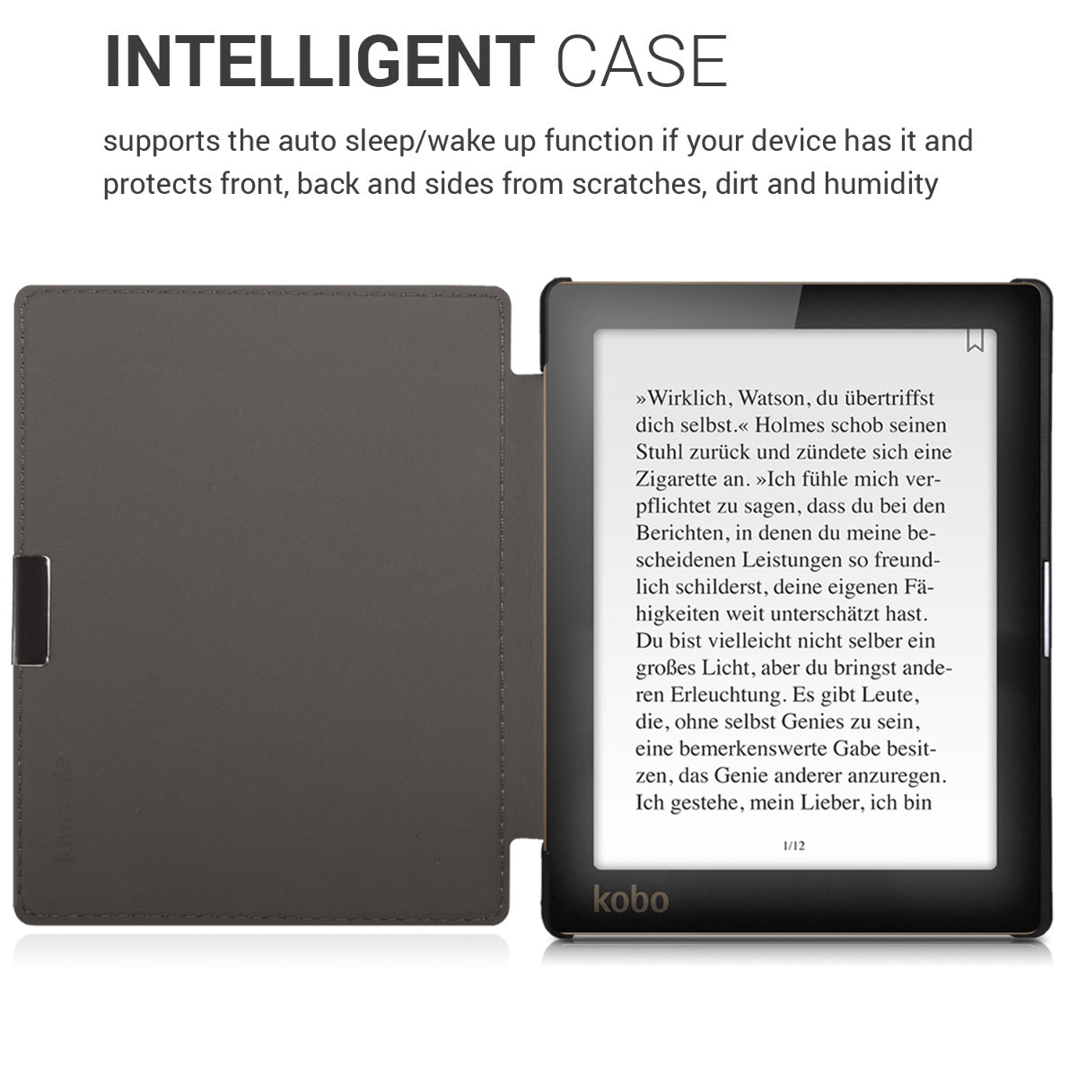 kwmobile Schutzhülle für Kobo Aura Edition 1 Hülle - eReader Flip Case mit Auto Sleep Funktion