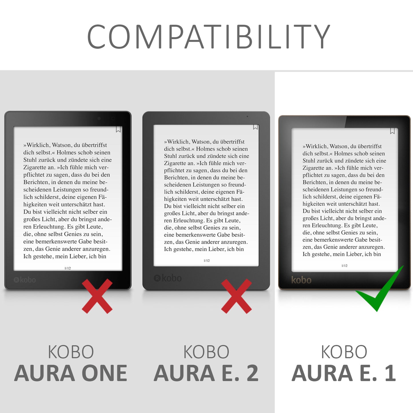 kwmobile Schutzhülle für Kobo Aura Edition 1 Hülle - eReader Flip Case mit Auto Sleep Funktion