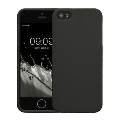 kwmobile Handyhülle für Apple iPhone SE (1.Gen 2016) / iPhone 5 / iPhone 5S Hülle - TPU Case - Kabelloses Laden - Schutzhülle Cover in Schwarz matt Schwarz matt  