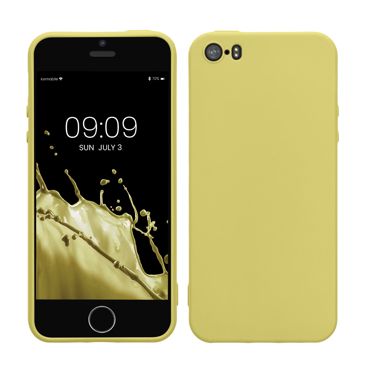 kwmobile Handyhülle für Apple iPhone SE (1.Gen 2016) / iPhone 5 / iPhone 5S Hülle - TPU Case - Kabelloses Laden - Schutzhülle Cover in Pastellgelb matt Pastellgelb matt  