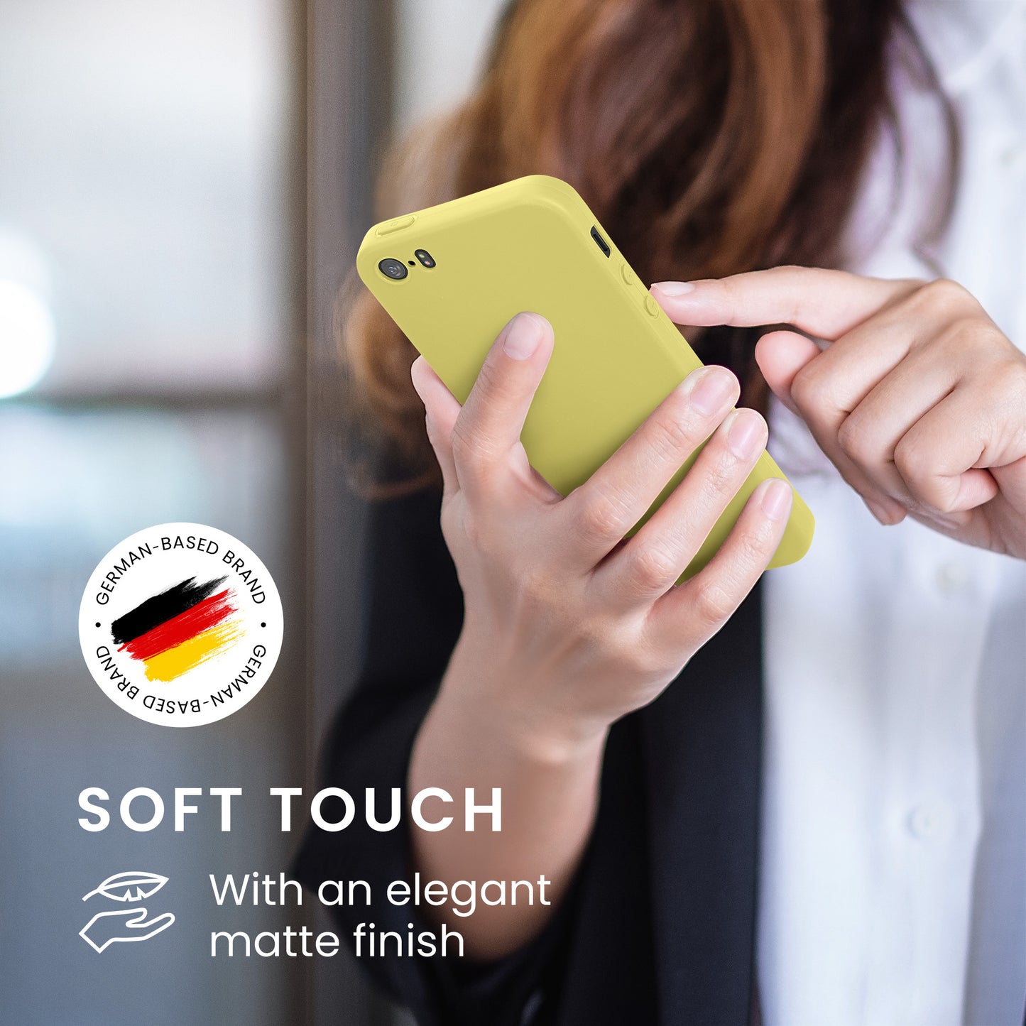 kwmobile Handyhülle für Apple iPhone SE (1.Gen 2016) / iPhone 5 / iPhone 5S Hülle - TPU Case - Kabelloses Laden - Schutzhülle Cover in Pastellgelb matt Pastellgelb matt  