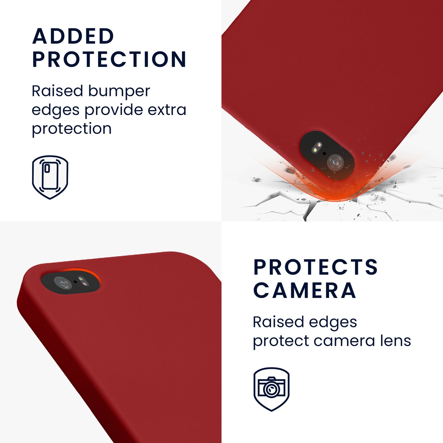 kwmobile Handyhülle für Apple iPhone SE (1.Gen 2016) / iPhone 5 / iPhone 5S Hülle - TPU Case - Kabelloses Laden - Schutzhülle Cover in Dunkelrot Dunkelrot  