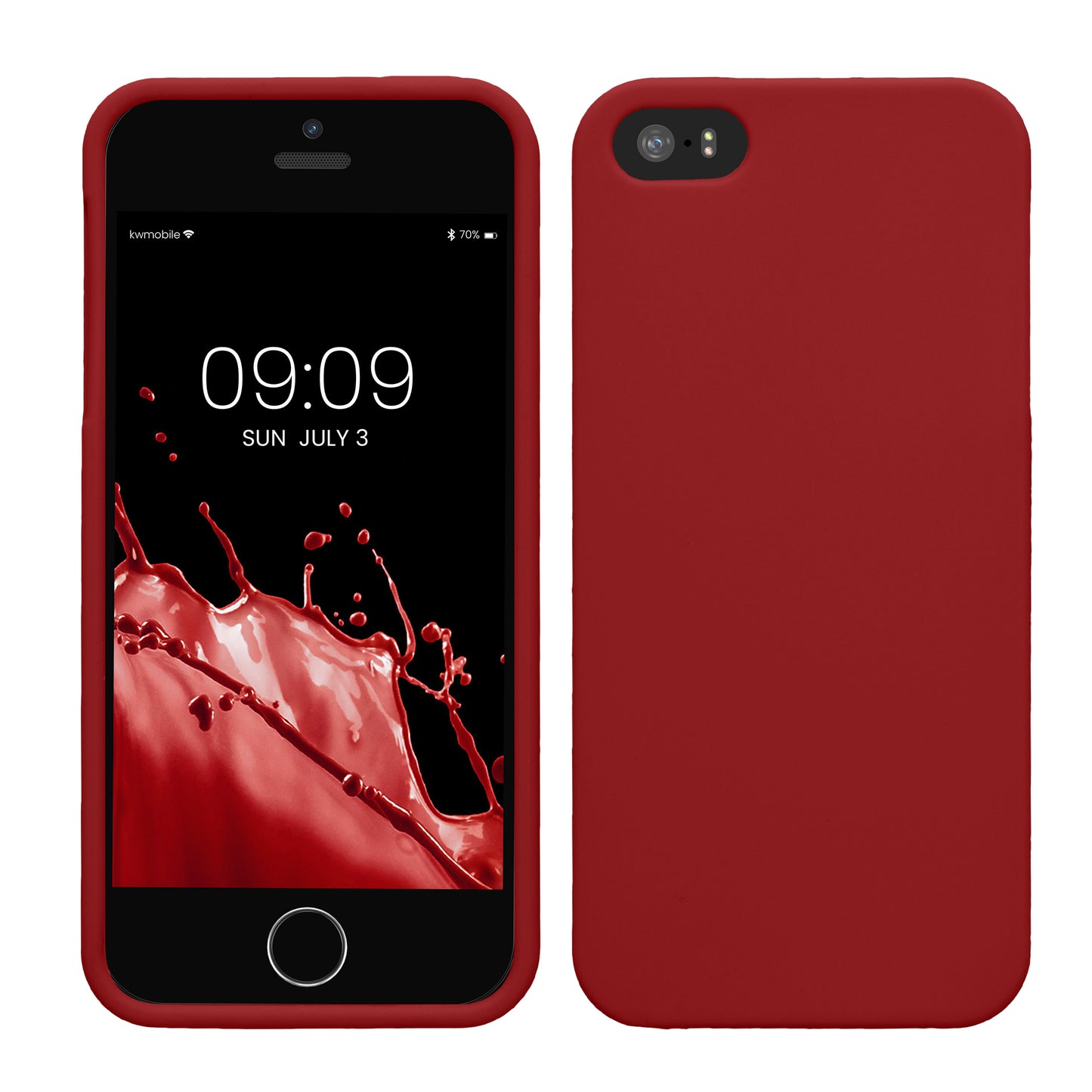 kwmobile Handyhülle für Apple iPhone SE (1.Gen 2016) / iPhone 5 / iPhone 5S Hülle - TPU Case - Kabelloses Laden - Schutzhülle Cover in Dunkelrot Dunkelrot  