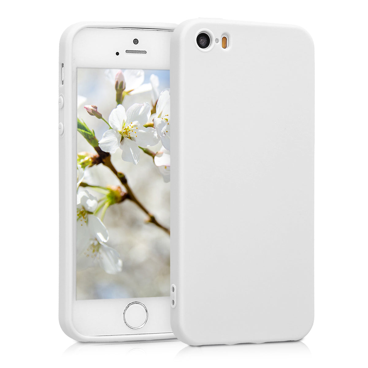 kwmobile Handyhülle für Apple iPhone SE (1.Gen 2016) / iPhone 5 / iPhone 5S Hülle - TPU Case - Kabelloses Laden - Schutzhülle Cover in Hellgrau matt Hellgrau matt  