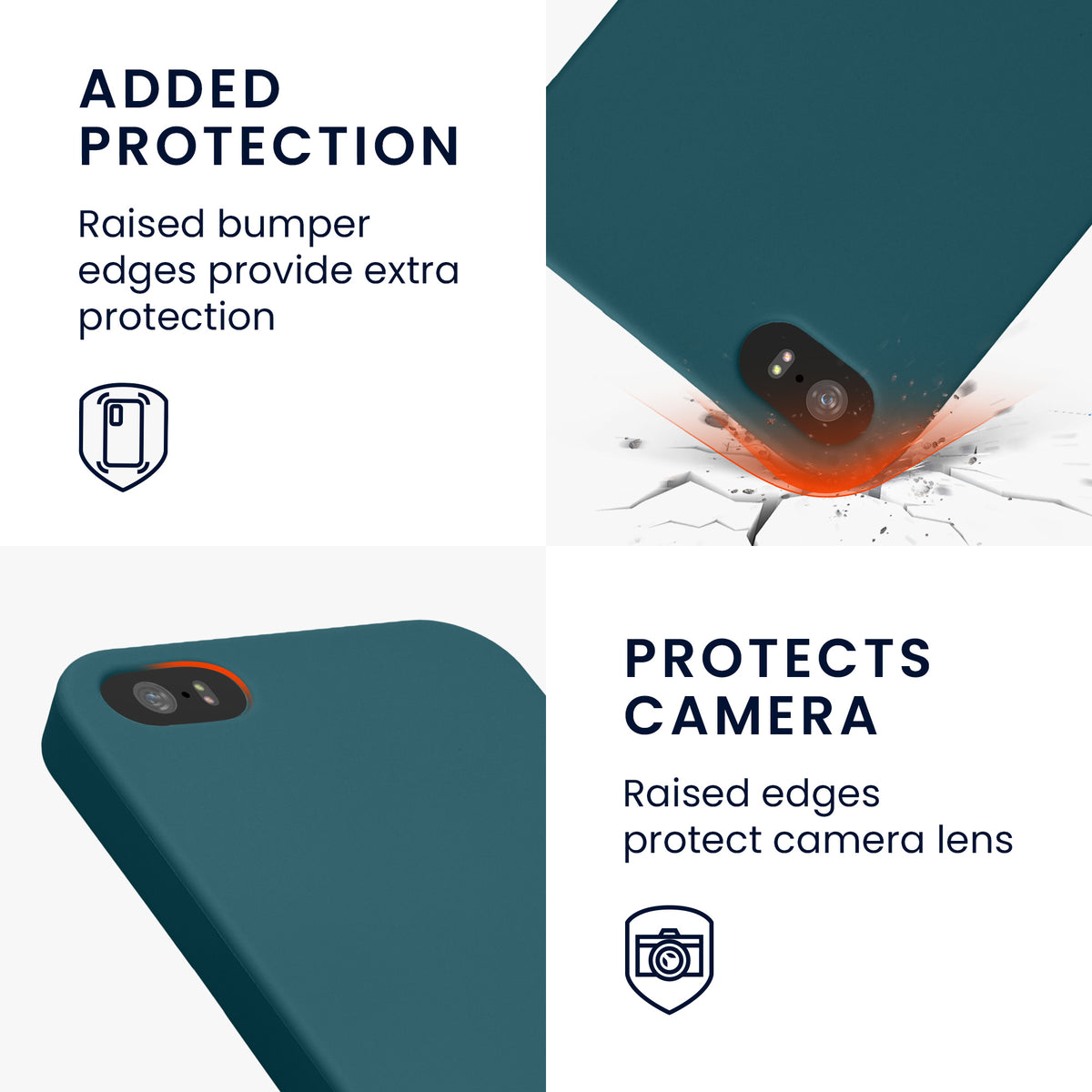 kwmobile Handyhülle für Apple iPhone SE (1.Gen 2016) / iPhone 5 / iPhone 5S Hülle - TPU Case - Kabelloses Laden - Schutzhülle Cover in Petrol matt Petrol matt  