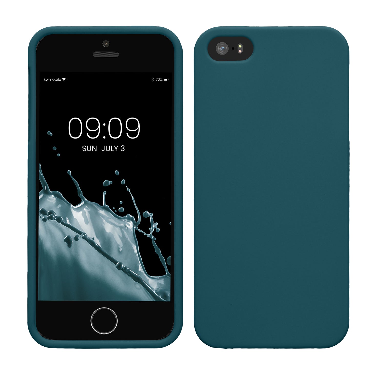 kwmobile Handyhülle für Apple iPhone SE (1.Gen 2016) / iPhone 5 / iPhone 5S Hülle - TPU Case - Kabelloses Laden - Schutzhülle Cover in Petrol matt Petrol matt  