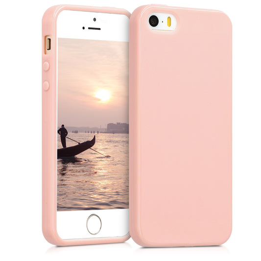 kwmobile Handyhülle für Apple iPhone SE (1.Gen 2016) / iPhone 5 / iPhone 5S Hülle - TPU Case - Kabelloses Laden - Schutzhülle Cover in Rosegold matt Rosegold matt  