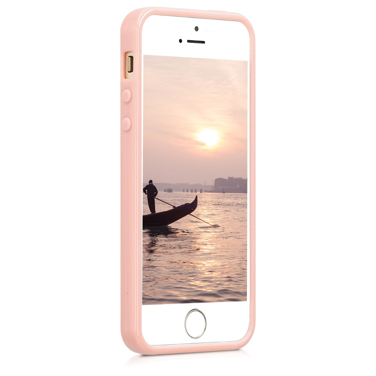 kwmobile Handyhülle für Apple iPhone SE (1.Gen 2016) / iPhone 5 / iPhone 5S Hülle - TPU Case - Kabelloses Laden - Schutzhülle Cover in Rosegold matt Rosegold matt  