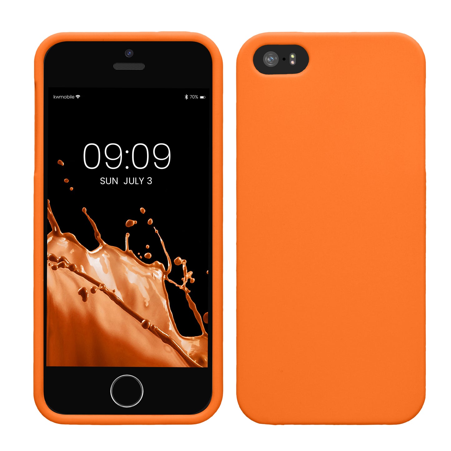 kwmobile Handyhülle für Apple iPhone SE (1.Gen 2016) / iPhone 5 / iPhone 5S Hülle - TPU Case - Kabelloses Laden - Schutzhülle Cover in Fruity Orange Fruity Orange  