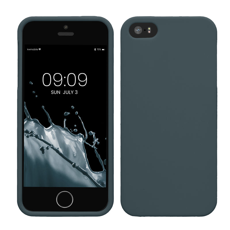 kwmobile Handyhülle für Apple iPhone SE (1.Gen 2016) / iPhone 5 / iPhone 5S Hülle - TPU Case - Kabelloses Laden - Schutzhülle Cover in Dunkler Schiefer Dunkler Schiefer  
