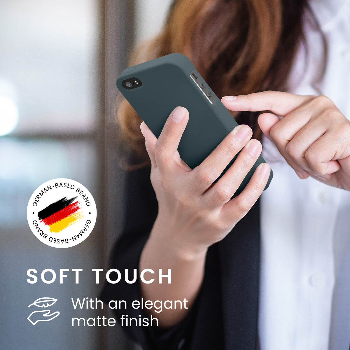 kwmobile Handyhülle für Apple iPhone SE (1.Gen 2016) / iPhone 5 / iPhone 5S Hülle - TPU Case - Kabelloses Laden - Schutzhülle Cover in Dunkler Schiefer Dunkler Schiefer  