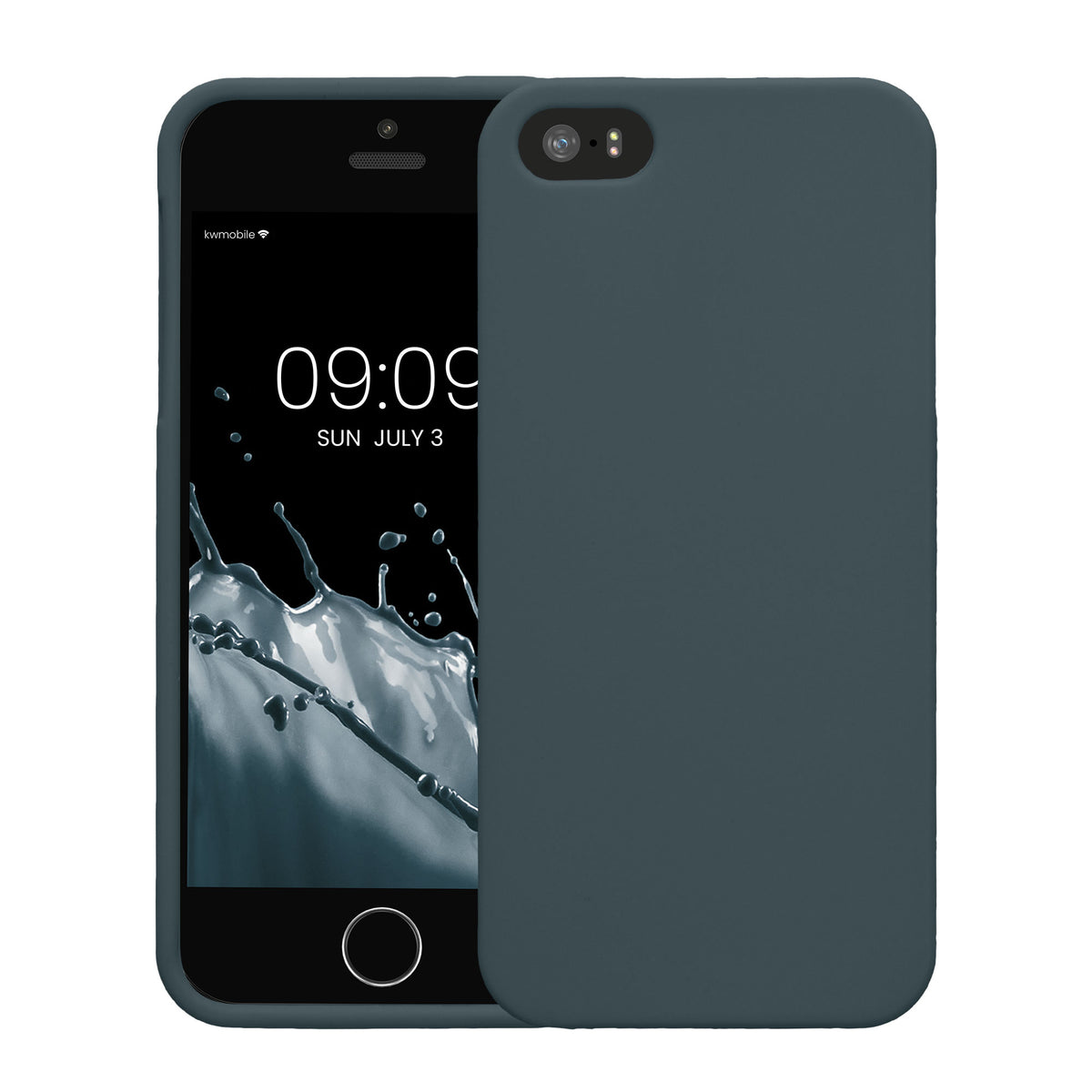 kwmobile Handyhülle für Apple iPhone SE (1.Gen 2016) / iPhone 5 / iPhone 5S Hülle - TPU Case - Kabelloses Laden - Schutzhülle Cover in Dunkler Schiefer Dunkler Schiefer  