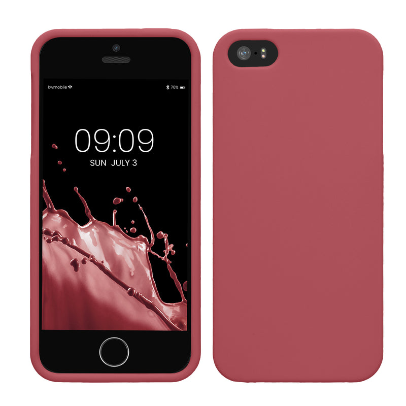 kwmobile Handyhülle für Apple iPhone SE (1.Gen 2016) / iPhone 5 / iPhone 5S Hülle - TPU Case - Kabelloses Laden - Schutzhülle Cover in Dark Rose Dark Rose  