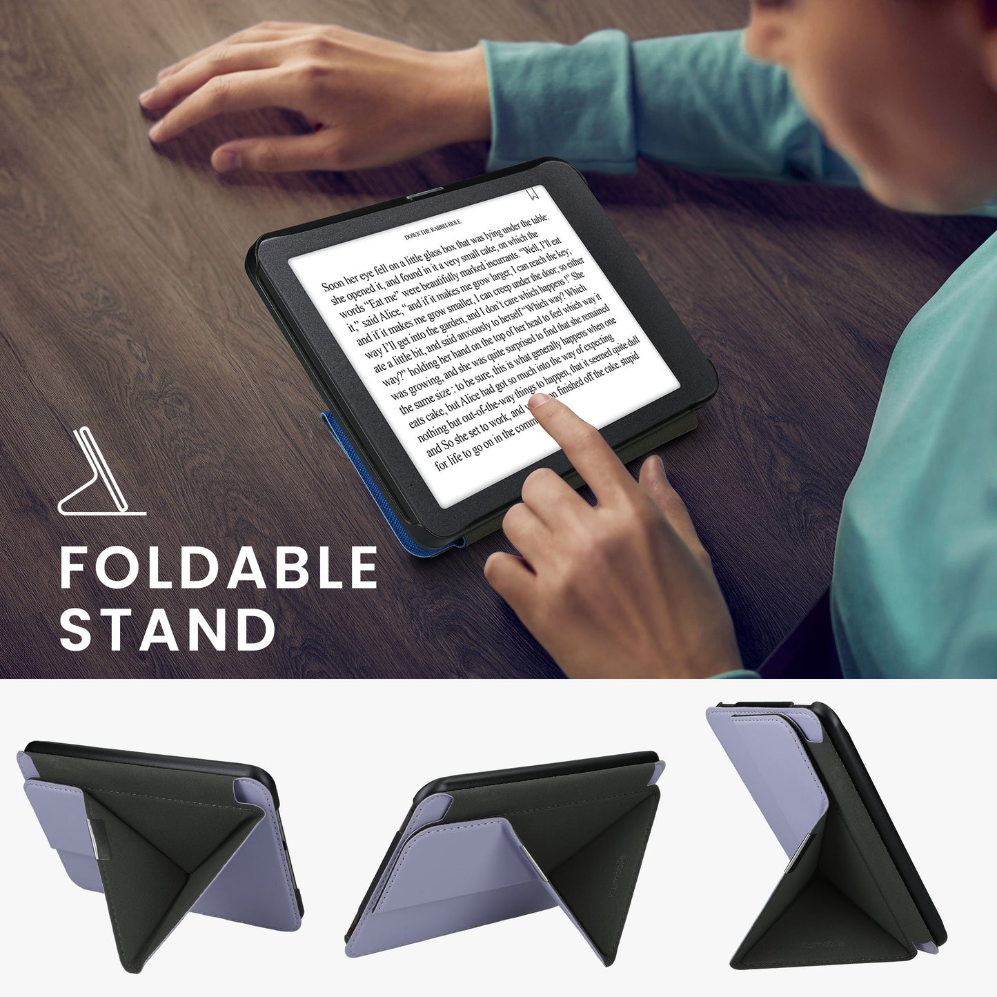 kwmobile Schutzhülle für Tolino Vision 1 / 2 / 3 / 4 HD Hülle - eReader Klapphülle mit Auto Sleep Funktion - Cover mit Ständer