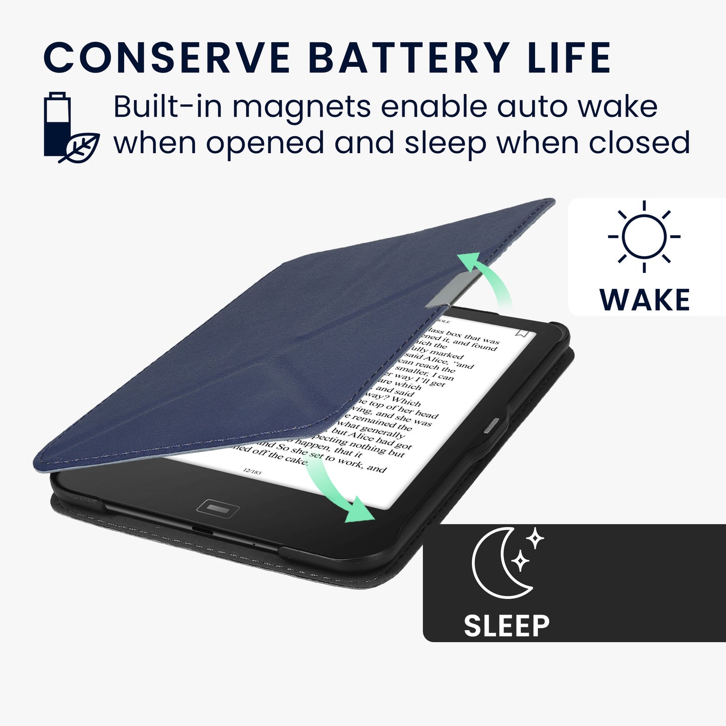 kwmobile Schutzhülle für Tolino Vision 1 / 2 / 3 / 4 HD Hülle - eReader Klapphülle mit Auto Sleep Funktion - Cover mit Ständer
