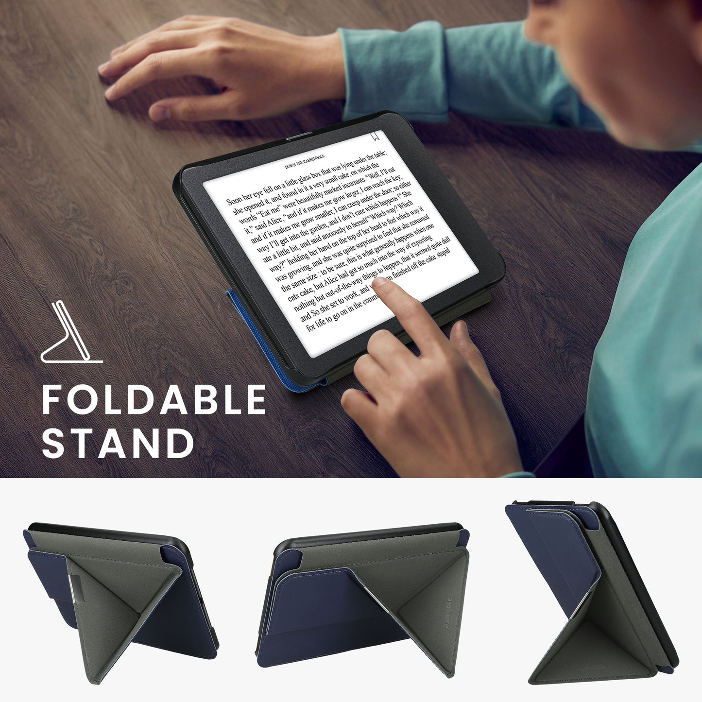 kwmobile Schutzhülle für Tolino Vision 1 / 2 / 3 / 4 HD Hülle - eReader Klapphülle mit Auto Sleep Funktion - Cover mit Ständer
