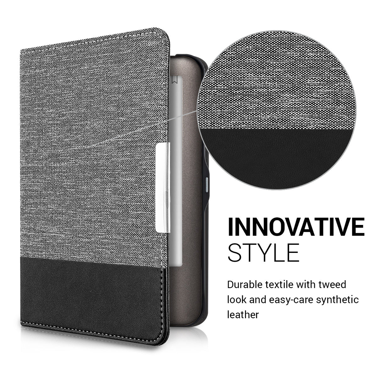 Tolino Shine (2013) eReader Hülle Canvas Grau Schwarz