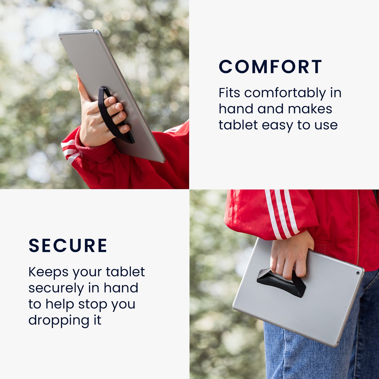 kwmobile Tablet Fingerhalter Griff Halter - Selbstklebende Tablet PC Fingerhalterung kompatibel mit iPad Samsung Sony