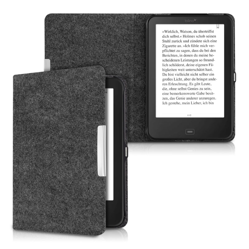 Tolino Shine 2 HD eReader Hülle Filz Dunkelgrau