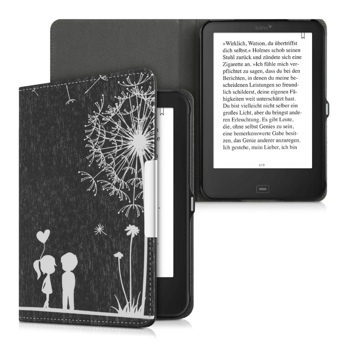 kwmobile Schutzhülle für Tolino Shine 2 HD Hülle - eReader Flip Case mit Auto Sleep Funktion