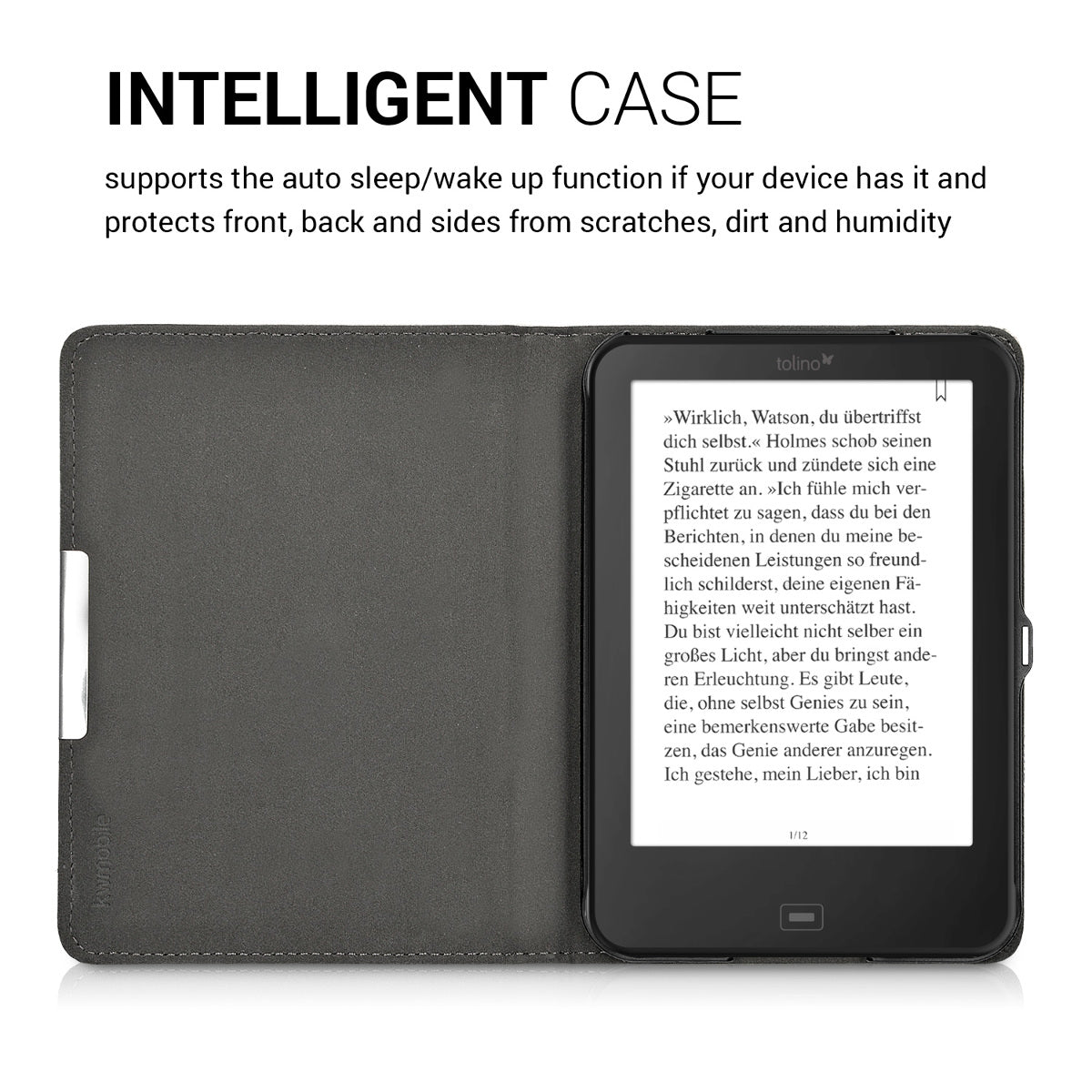 kwmobile Schutzhülle für Tolino Shine 2 HD Hülle - eReader Flip Case mit Auto Sleep Funktion