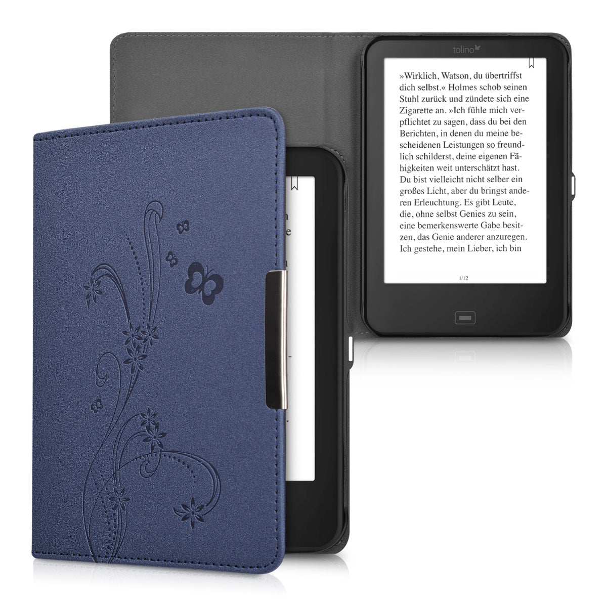 kwmobile Schutzhülle für Tolino Shine 2 HD Hülle - eReader Flip Case mit Auto Sleep Funktion
