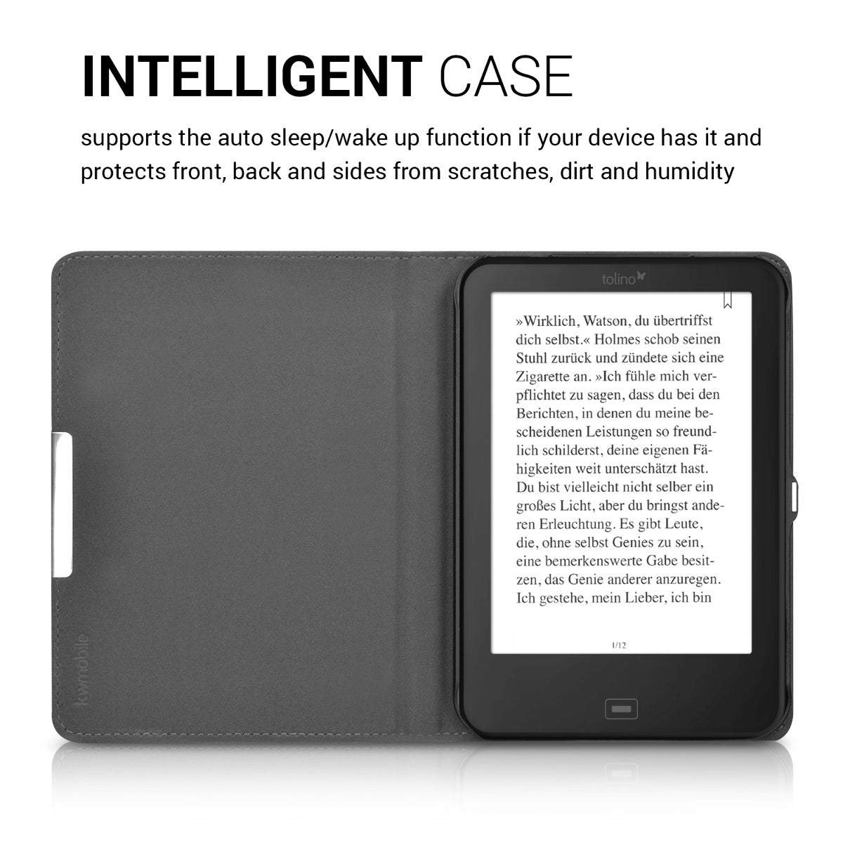 kwmobile Schutzhülle für Tolino Shine 2 HD Hülle - eReader Flip Case mit Auto Sleep Funktion